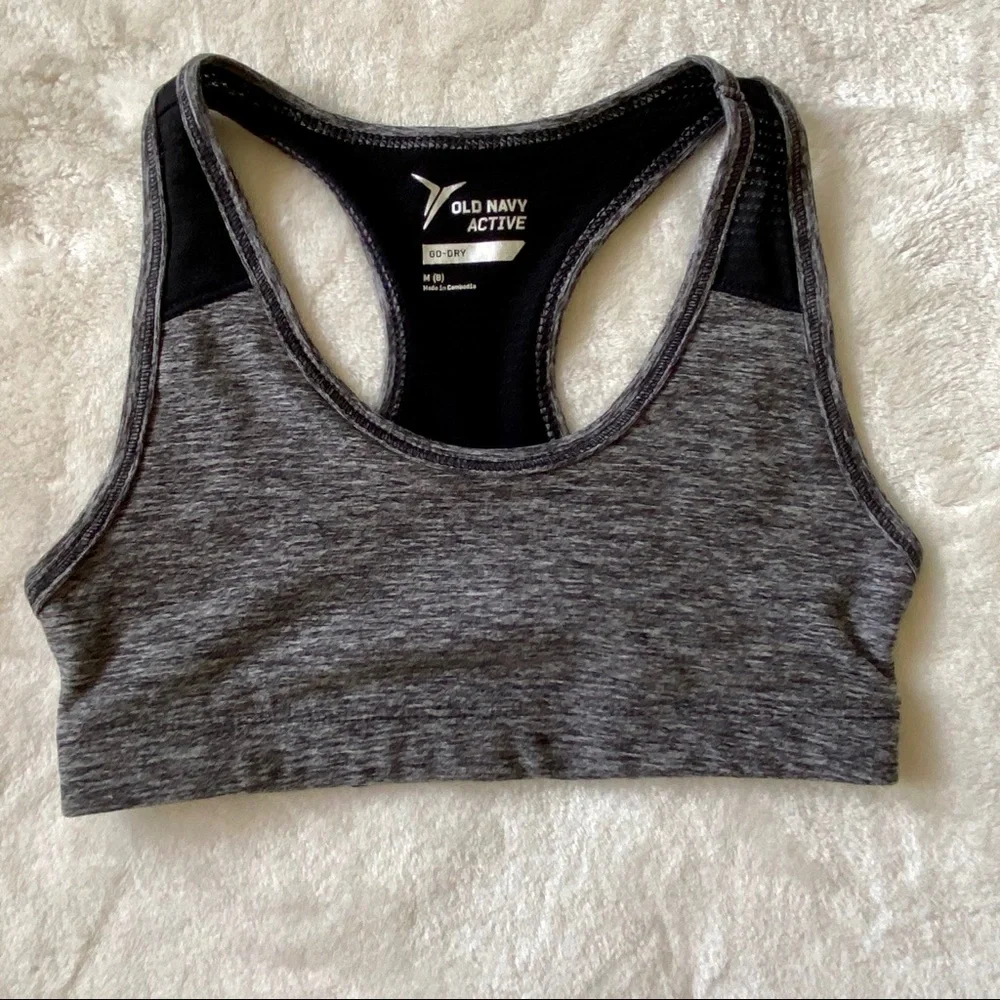 Old Navy Active Go-Dry Gray Heather Racerback Sports Bra Girls‎ Sz M (8)